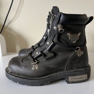 Harley-Davidson Women’s Black Leather Boots Zip Biker Boots *Read Description*